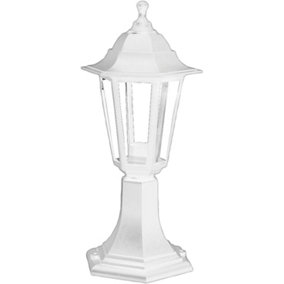 Traditional Style IP44 Rated White Outdoor Post Top Lantern Light, E27 Fitting