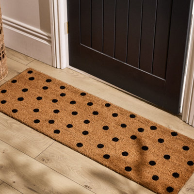 Traditional Style Large Polka Dot Natural Home Décor Coir Doormat 120cm x 40cm