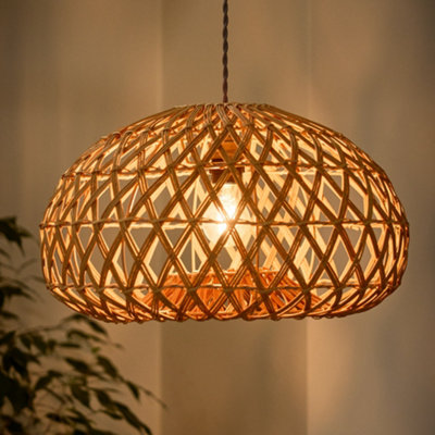 Traditional Style Rattan Basket Weave Easy Fit Ceiling Shade H26 x D43cm