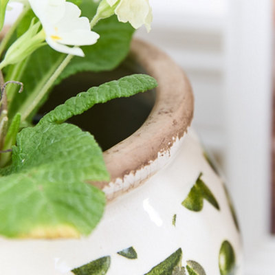 Traditional Style Round Rustic Olive Flower Pot Indoor Planter (Dia) 14cm, (H)17cm