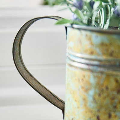Traditional Style Spring Lavender in Watering Can Indoor Flower Pot Outdoor Garden Planter (Dia) 25cm, (H)25cm
