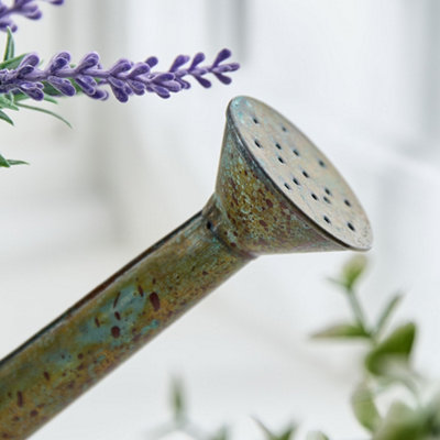 Traditional Style Spring Lavender in Watering Can Indoor Flower Pot Outdoor Garden Planter (Dia) 25cm, (H)25cm