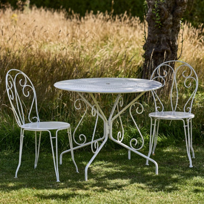 Traditional Style Two Person Indoor Outdoor Garden Iron Bistro Table and Chairs Set