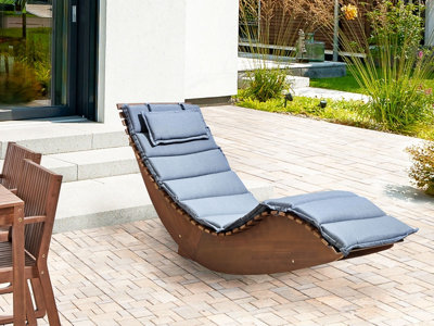 Traditional Sun Lounger Wood Blue BRESCIA