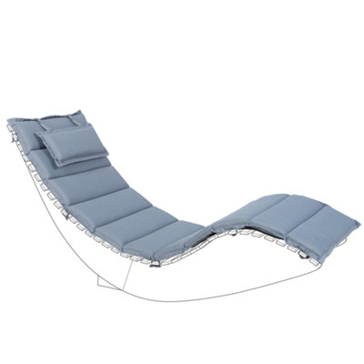 Traditional Sun Lounger Wood Blue BRESCIA - 4