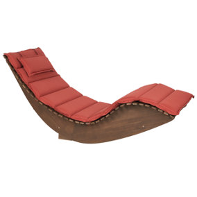 Traditional Sun Lounger Wood Red BRESCIA