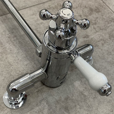 Traditional Thermostatic Dual Control Exposed Shower Mixer Valve - 150mm Centres