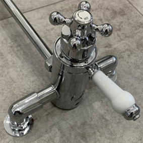 Traditional Thermostatic Dual Control Exposed Shower Mixer Valve - 150mm Centres