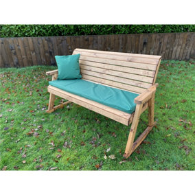 Traditional Three Seater Rocker With 1 x Winchester Cushion Green, 1 x Scatter Cushion Green & 1 x Fitted Cover