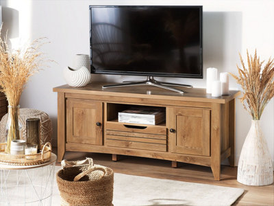 Traditional TV Stand Light Wood AGORA