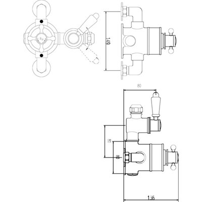 Traditional Twin Exposed Valve & Rigid Riser Shower Set - Chrome/White - Balterley