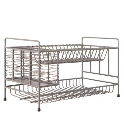 Traditional Two Tier Kitchen Dish Drying Rack Dish Drainer