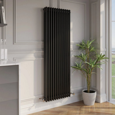 Traditional Vertical Colosseum Triple Bar Column Radiator Black 1600x560mm