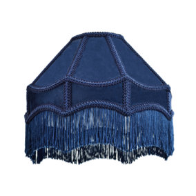 Traditional Victorian Empire Pendant Shade in Midnight Blue Velvet with Tassels