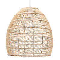 Traditional Vintage Spiral Cage Design Natural Brown Rattan Ceiling Lamp Shade