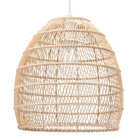 Traditional Vintage Spiral Cage Design Natural Brown Rattan Ceiling Lamp Shade