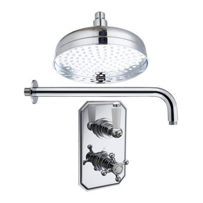 Traditional Wall Concealed Thermostatic Shower Valve Set with Round