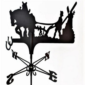 Traditional Weathervane Ploughing Horse - Steel - L39 x W45 x H80 cm - Black