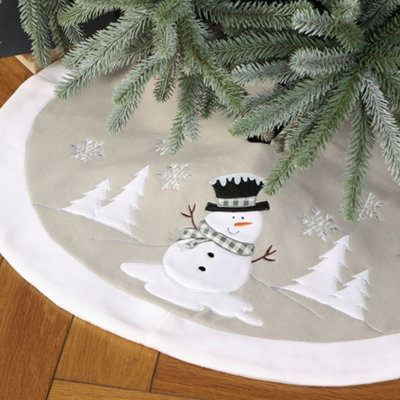 Traditional White Snowman Xmas Christmas Decoration Tree Skirt - 3