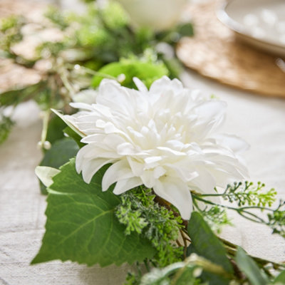 Traditional White Table Decor Spring Summer Floral Garland 180cm