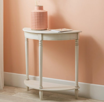 Traditional White Wood Half Moon Console Table