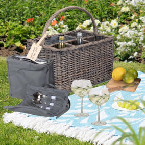 Traditional Wicker Alfresco Outdoor Garden Picnic Hamper Basket