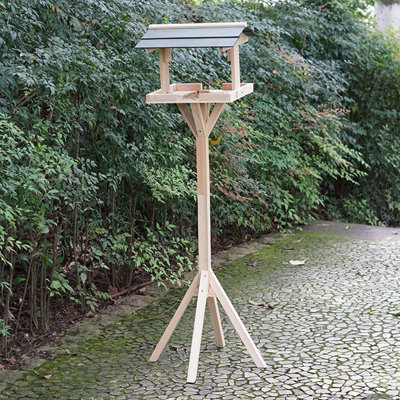 Traditional Wooden Bird Table Garden Birds Feeder Feeding Station Free Standing