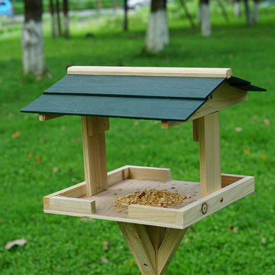 Traditional Wooden Bird Table Garden Birds Feeder Feeding Station Free Standing - 4