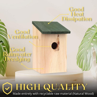 Traditional Wooden Garden Ornaments Outdoor Bird House Slate Roof Stunning Garden Bird Box - 3