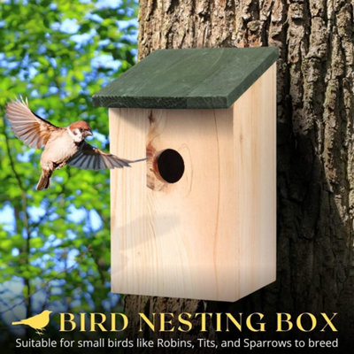 Traditional Wooden Garden Ornaments Outdoor Bird House Slate Roof Stunning Garden Bird Box - 4