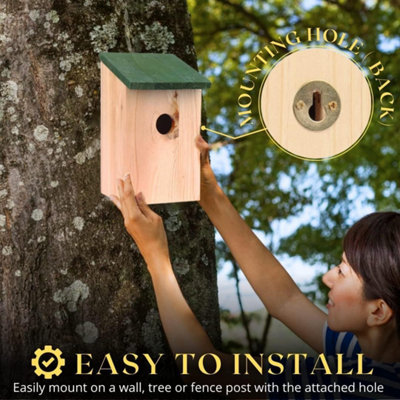 Traditional Wooden Garden Ornaments Outdoor Bird House Slate Roof Stunning Garden Bird Box - 5
