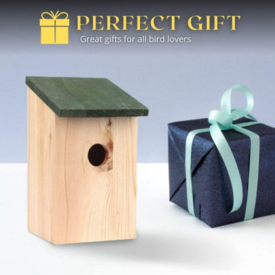 Traditional Wooden Garden Ornaments Outdoor Bird House Slate Roof Stunning Garden Bird Box - 8
