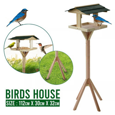 Traditional Wooden Standing Bird Feeder Table