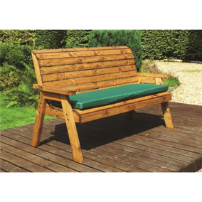 Traditional Wooden Three Seater Winchester Bench With 1 x Winchester Cushion Green & 1 x Fitted Cover