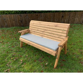 Traditional Wooden Three Seater Winchester Bench With 1 x Winchester Cushion Grey & 1 x Fitted Cover
