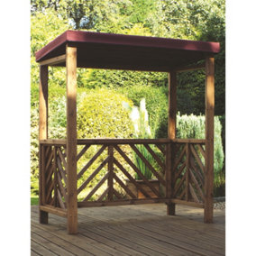 Traditional Yogorm BBQ Shelter With A Burgundy Waterproof Cover