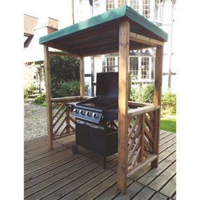 Traditional Yogorm BBQ Shelter With A Green Waterproof Cover
