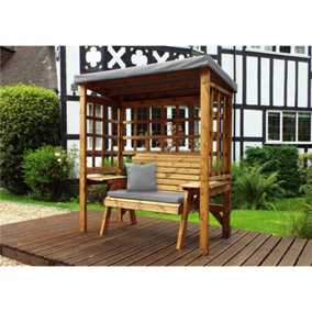 Traditional Zubond Two Seat Arbour Grey With 1 x Bench Cushion Grey & 1 x Scatter Cushion Grey