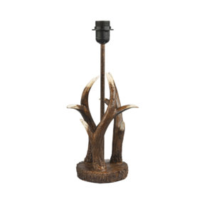 Traditionally Designed Antler Resin Table Lamp Base in a Rustic Bronze Finish