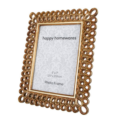 Traditionally Styled Shiny Rustic Gold Resin Picture Frame with Looping ...