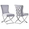 Trafalgar Lux Velvet Dining Chair Set of 2, Light Grey