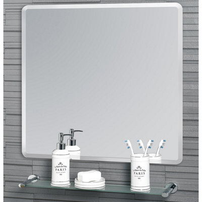 Trafalgar Square Wall Mounted Frameless Bevelled Edge Bathroom Mirror 45 x 45cm