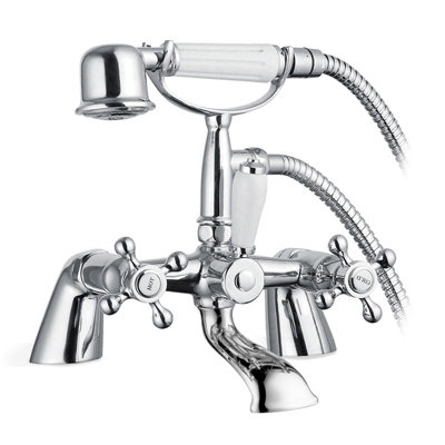 Trafford Victorian Basin Taps & Bath Shower Mixer Tap Chrome - 3