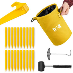 Trail 20pc Plastic Tent Pegs Hard Stony Ground with Mallet Peg Extractor and Bag