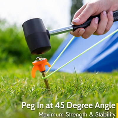 Trail 20pc Screw Tent Pegs Hard Stony Ground with Mallet Peg Extractor ...