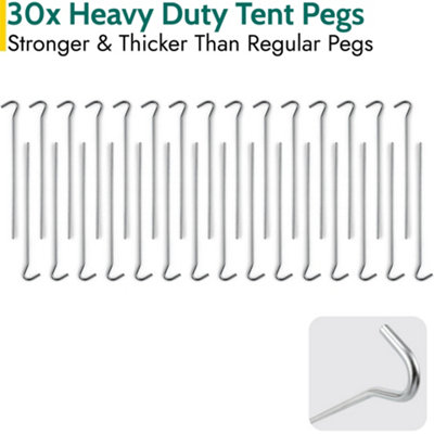 Trail 30pc Tent Pegs Kit Heavy Duty Steel with Mallet Peg Extractor and Bag