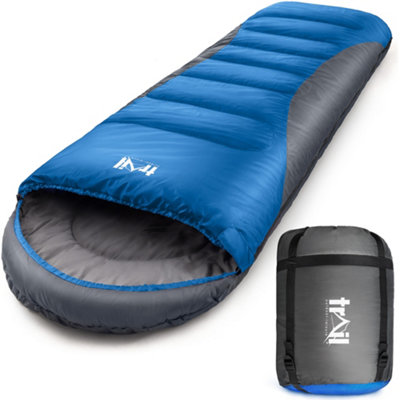 Trail Alpine 400 Hooded Envelope Sleeping Bag 3 4 Season Camping Blue Carry Bag