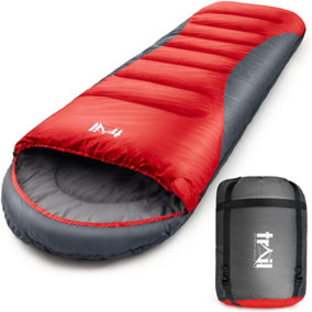 Trail Alpine 400 Hooded Envelope Sleeping Bag 3 4 Season Camping Red Carry Bag
