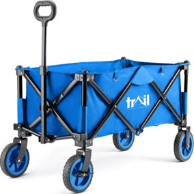 Trail Camping Festival Trolley Folding Beach Cart Garden Wagon Heavy Duty 80kg - Blue