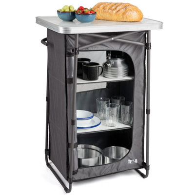 Trail Camping Kitchen Unit 4 Shelf Storage Cupboard Folding Portable Pop Up Cabinet